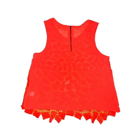 ASTR Crochet Tank Top Women's Size L Scarlet Red Geometric See Through Back Zip - Picture 3 of 6